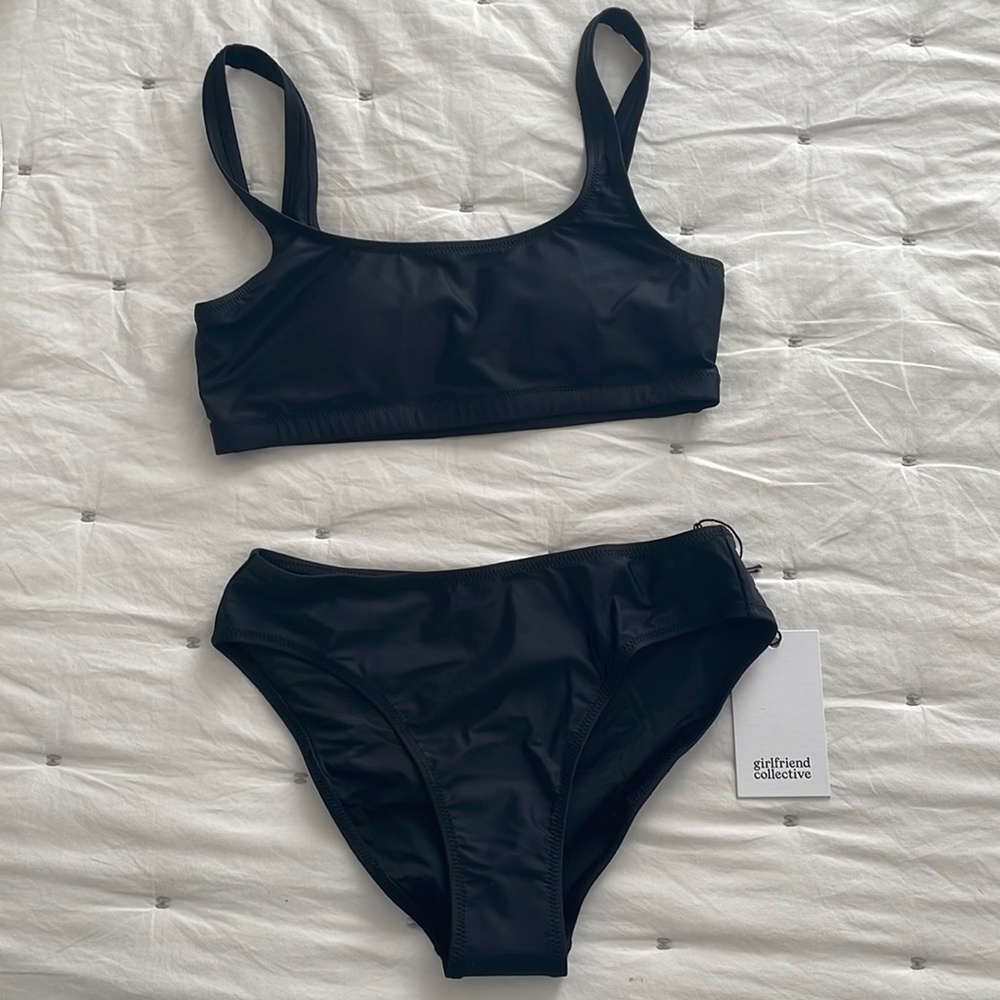 girlfriend collective Black Scoop Bikini Set